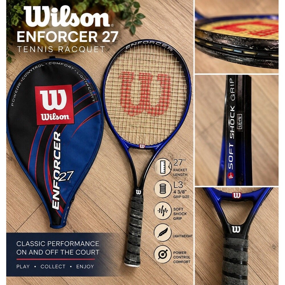 Wilson Enforcer 27 Tennis Racquet Soft Shock Grip, 4 3/8 Grip, Cover, MPN 27